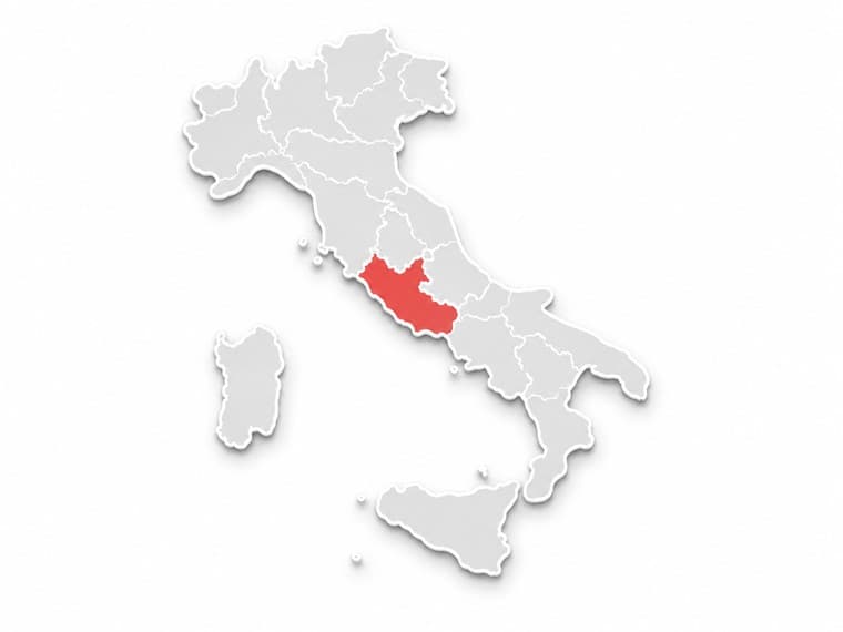 Mappa dell'Italia con il Lazio evidenziato
